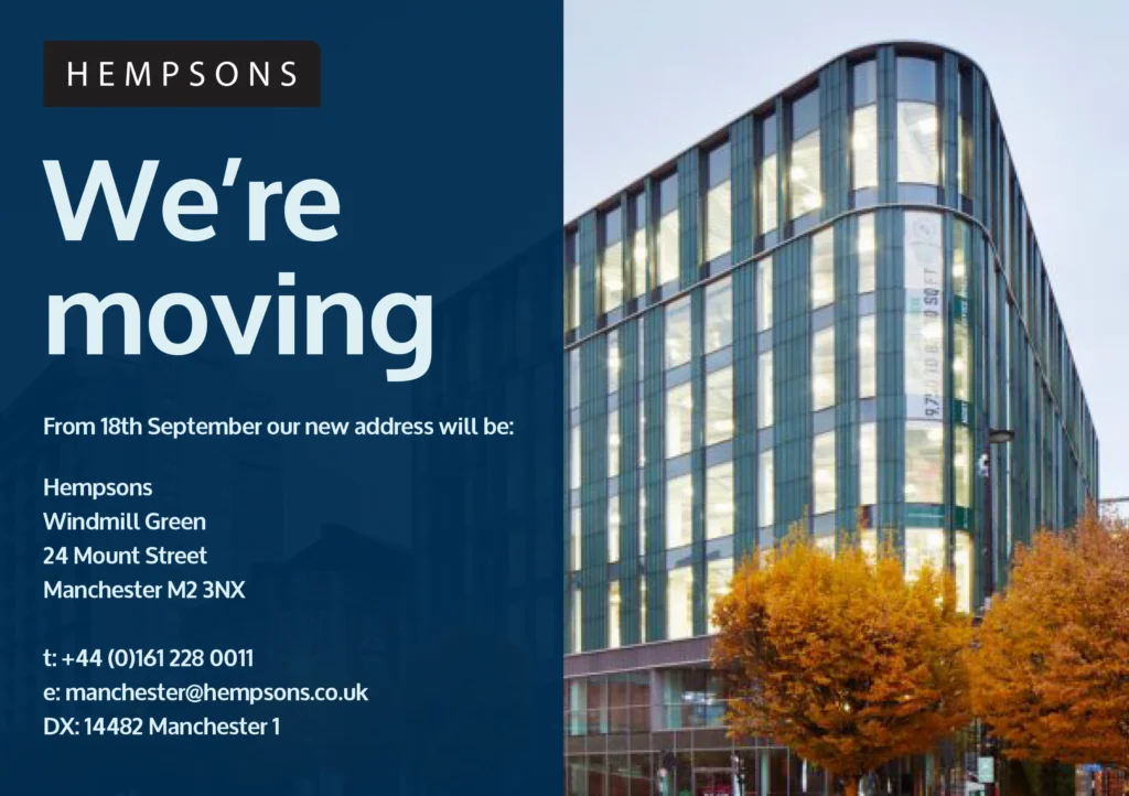 A banner with the information about the Manchester office move